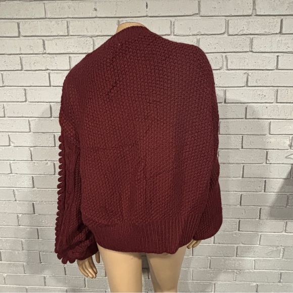 Anthropologie Chunky Knit Burgundy Sweater - Picture 6 of 8